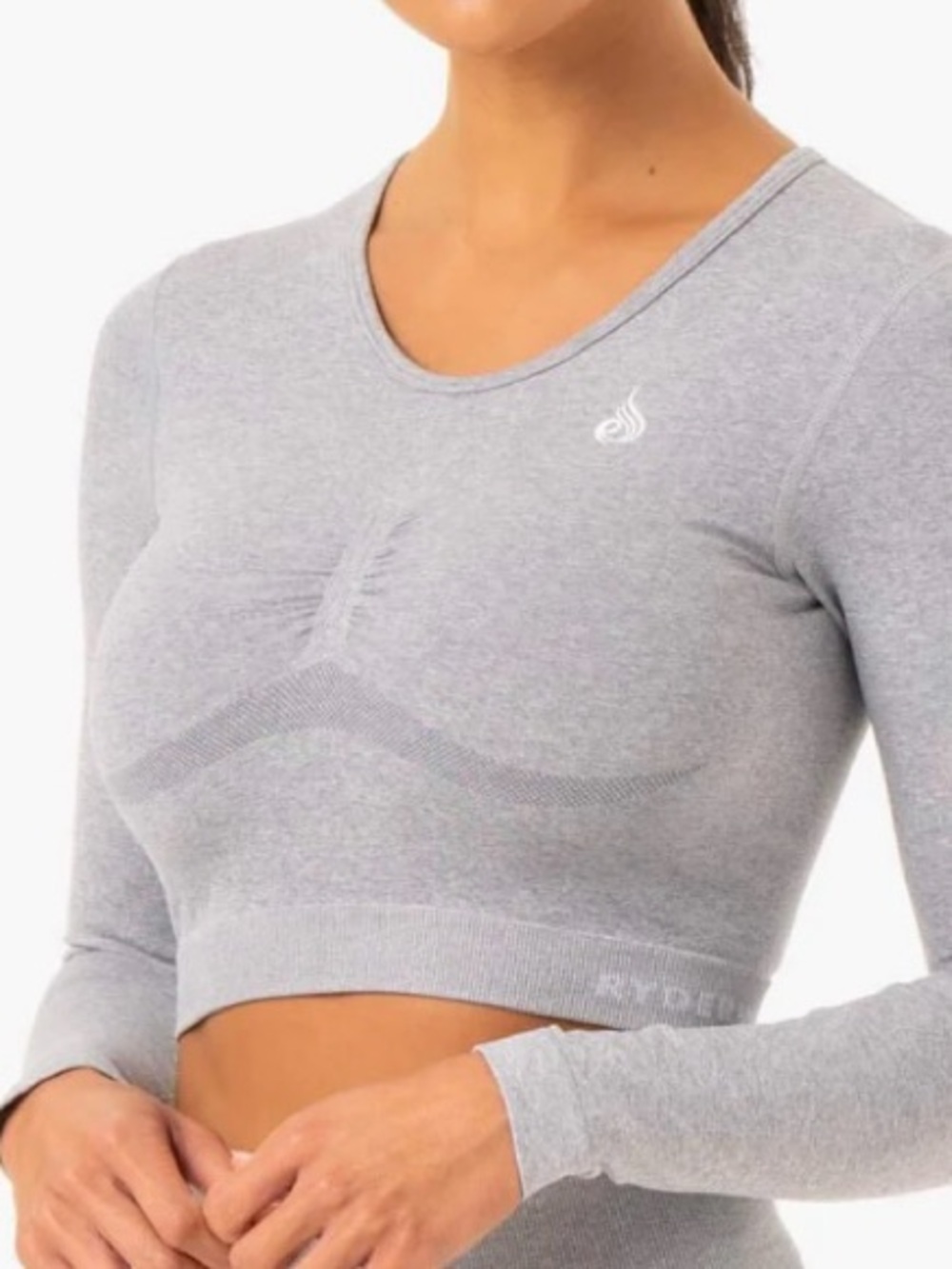 Ryderwear Light Gray Seamless Long Sleeve Crop Top